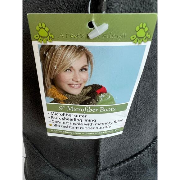 NWT DAWGS Dark Gray 9 Inch Faux Shearling Microfiber Vegan Winter Boots Sz 11 - Picture 3 of 11